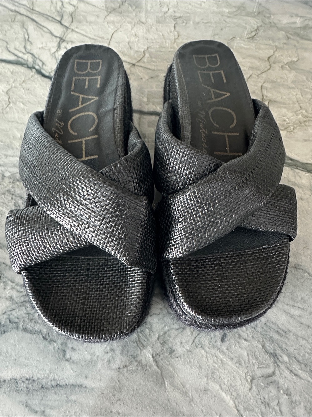 Women's Black Crisscross Slide Sandals